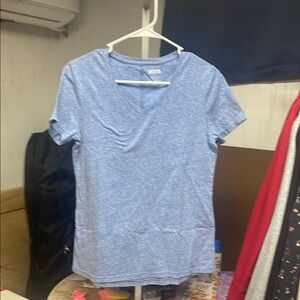 Duluth Trading Co. Blue V-Neck T-Shirt